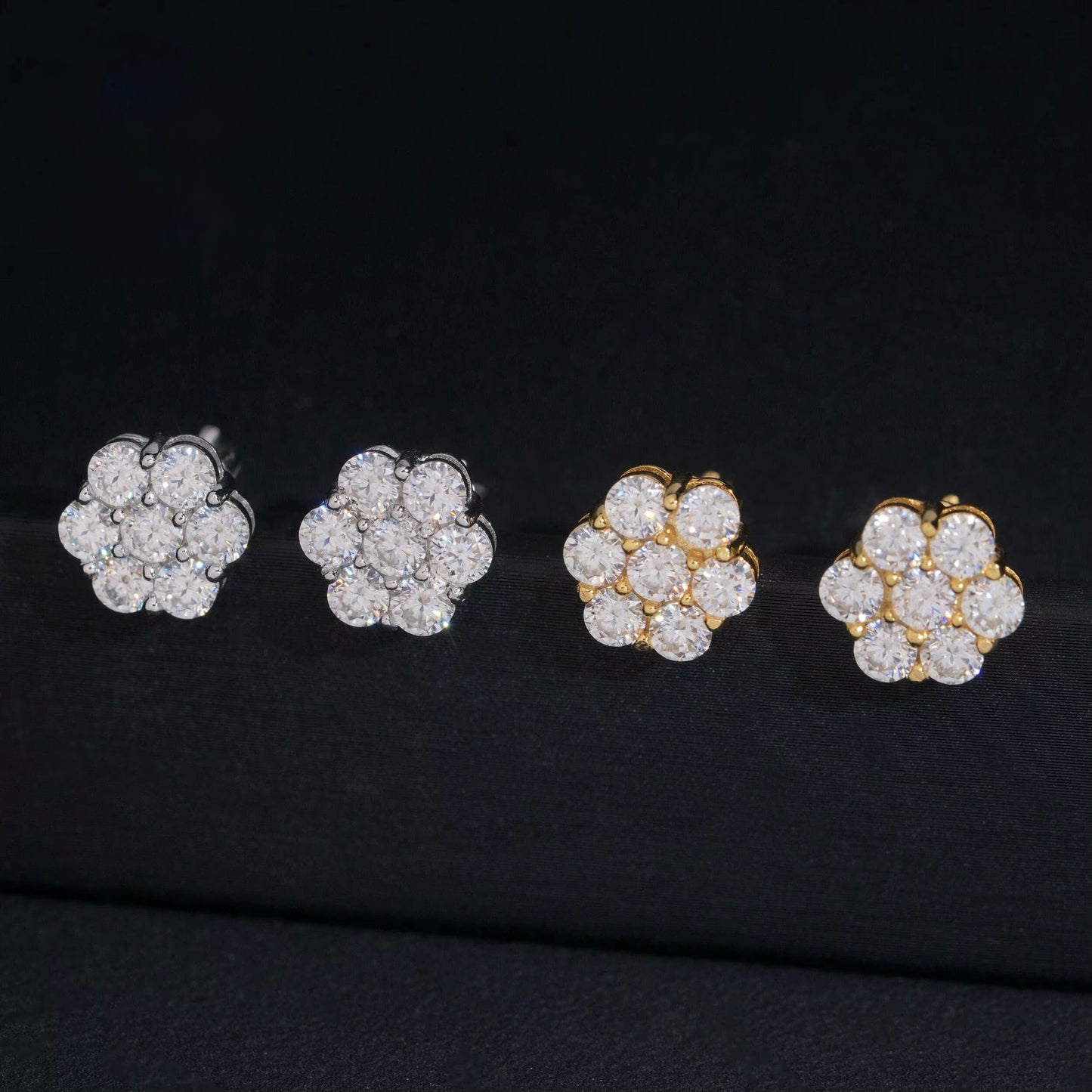 Moissanite Flower Screw backs