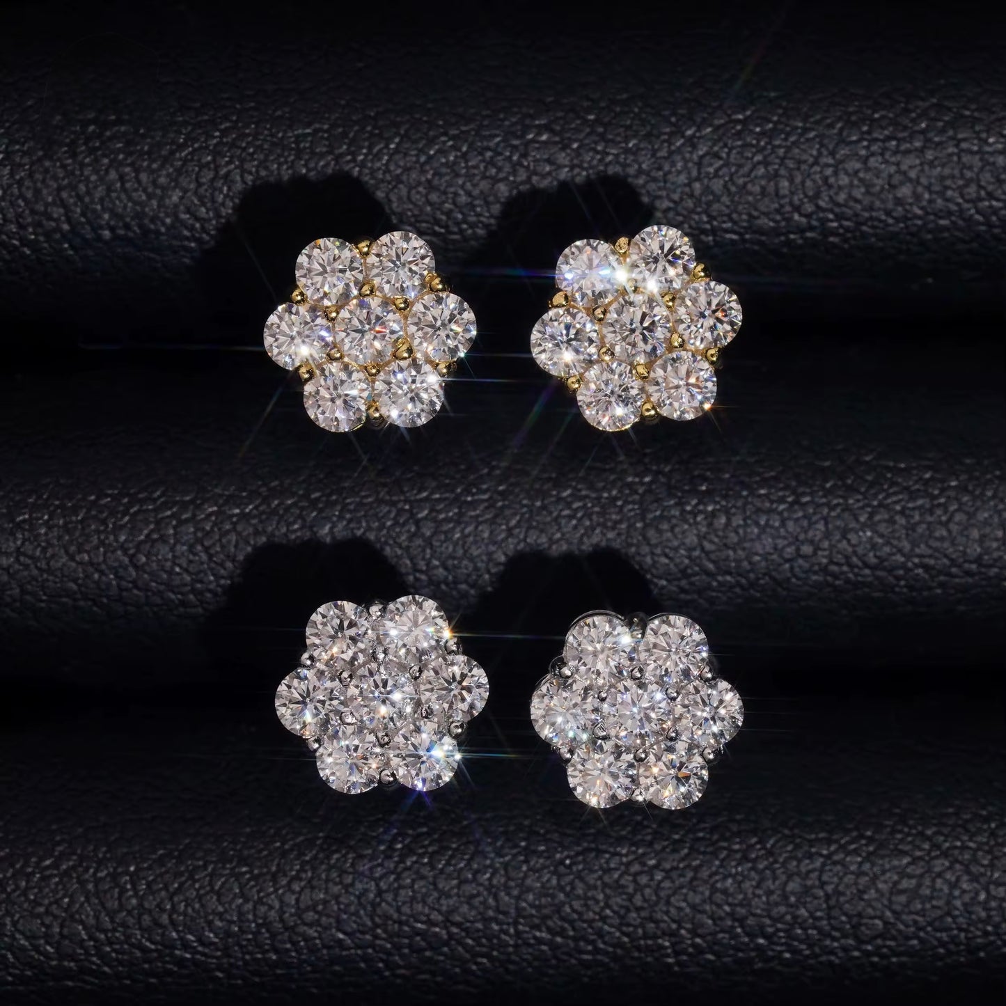 Moissanite Flower Screw backs