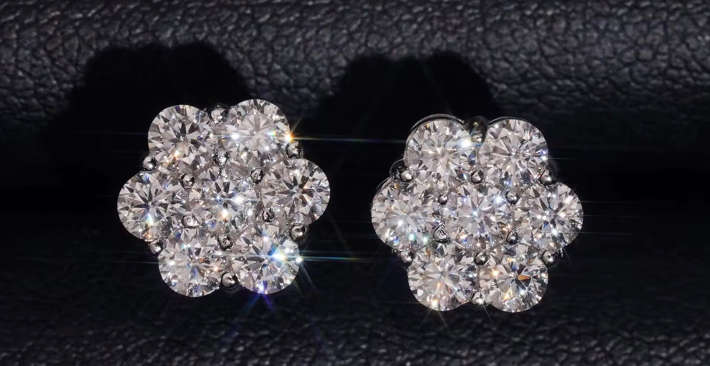 Moissanite Flower Screw backs