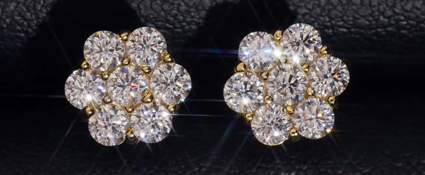 Moissanite Flower Screw backs