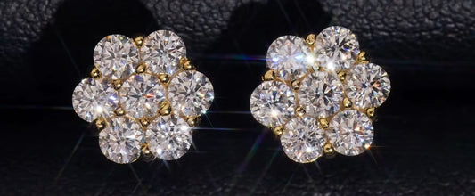 Moissanite Flower Screw backs