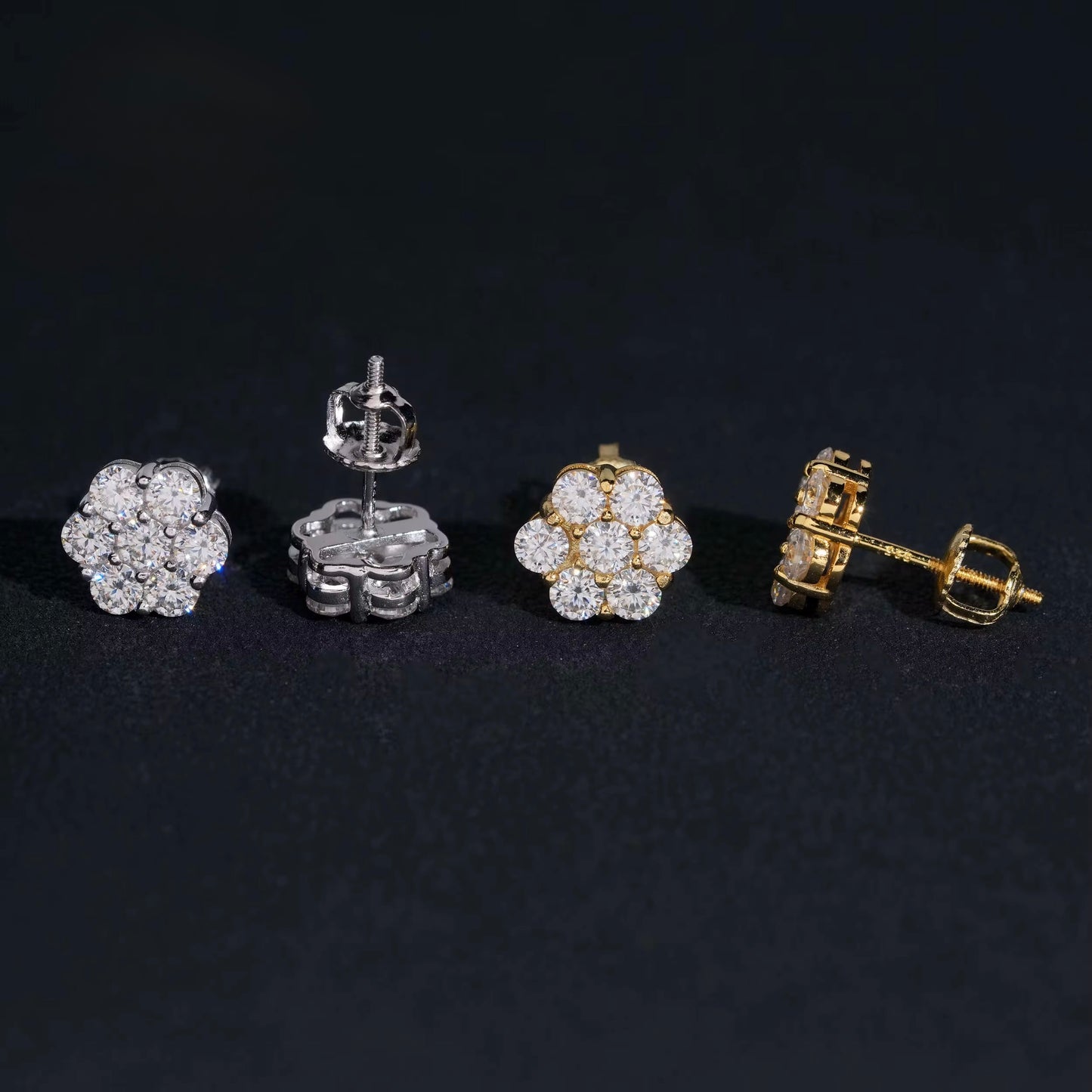 Moissanite Flower Screw backs